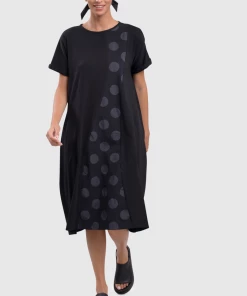 ALEMBIKA Dresses Urban Black Circles Panel Dress