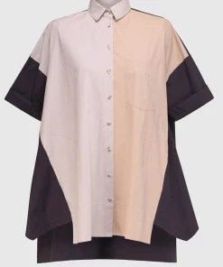 ALEMBIKA Urban Two Tone Cotton Shirt Tops