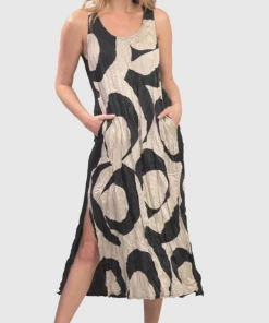ALEMBIKA Sleeveless Cream Swirl Dress