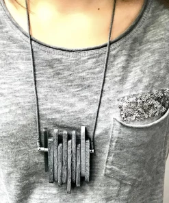 Escape From Paris Escape From Paris White Wood Oblong Dangles Necklace