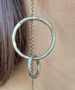 Escape From Paris Gold Circles Pearl Drop Earrings