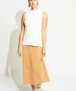 KOKUN Tops Sleeveless Rib Mock Neck Top