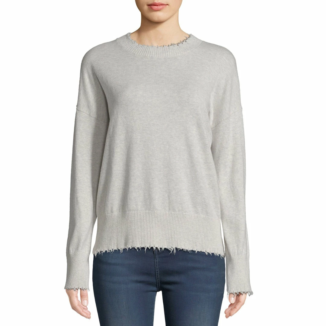 MINNIE ROSE Cotton Frayed Edge Crewneck Pullover 3 MINNIE ROSE Cotton Frayed Edge Crewneck Pullover