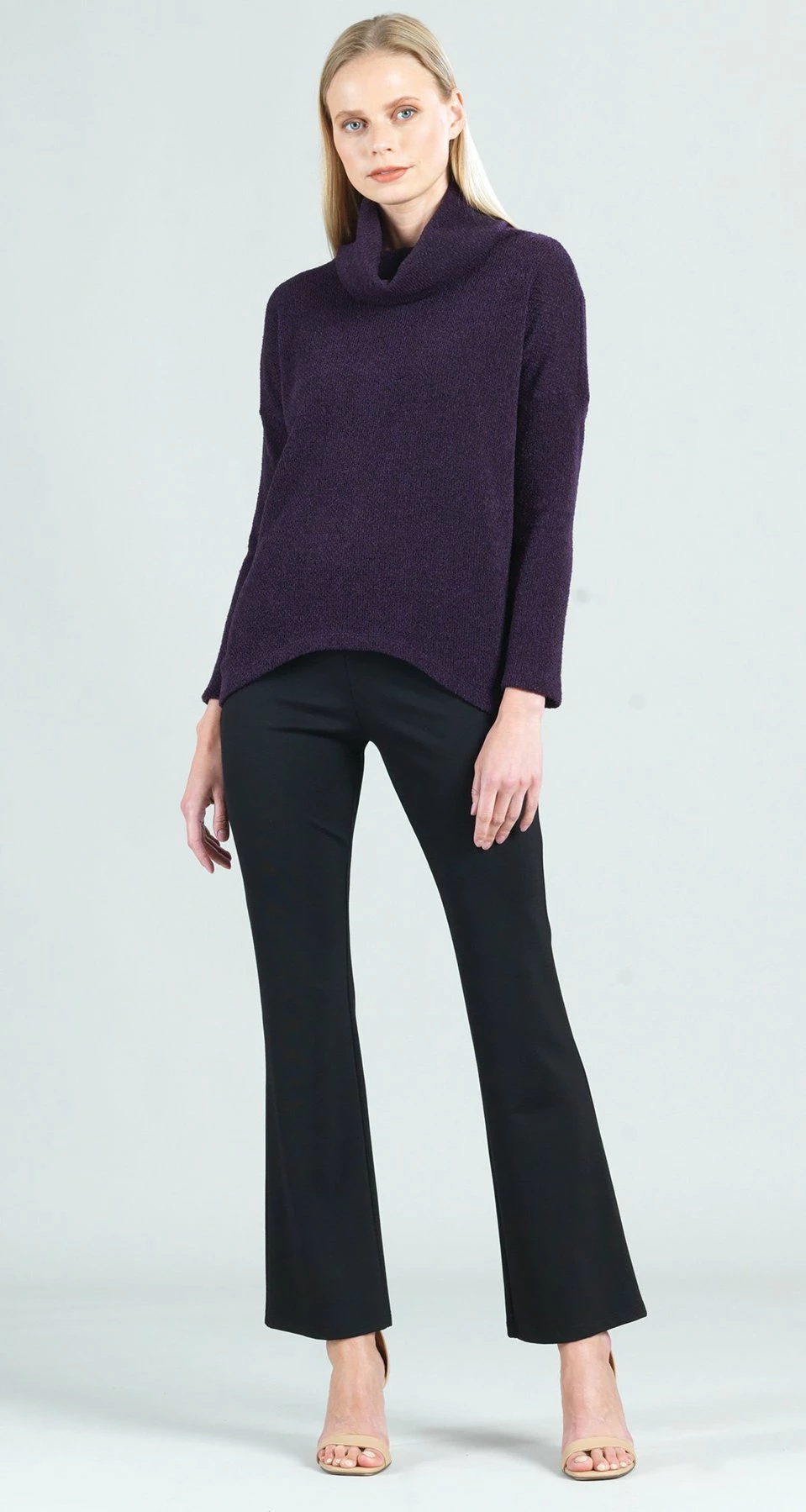 CLARA S. Tops Solid Soft Turtleneck Sweater W/Tipped Hem 1 CLARA S. Tops Solid Soft Turtleneck Sweater W/Tipped Hem