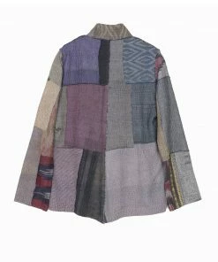 Mieko Mintz Jackets Woven Ikat & Frayed Patch Kantha Simple Jacket