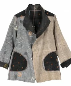 Mieko Mintz Cotton Silk SW Patch Kantha Short Jacket Jackets