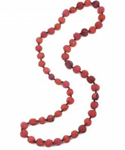 Mieko Mintz Cotton Silk SW Patch Kantha Small Nuts RED Long Necklace Accessories
