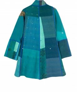 Mieko Mintz Jackets Cotton Silk SW Patch Kantha Flare Long Jacket