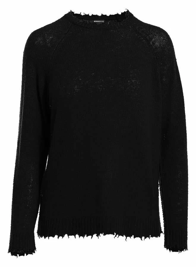 MINNIE ROSE Cotton Frayed Edge Crewneck Pullover 4 MINNIE ROSE Cotton Frayed Edge Crewneck Pullover