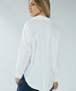 ZENARA Tops Annick White Pima Cotton Blouse