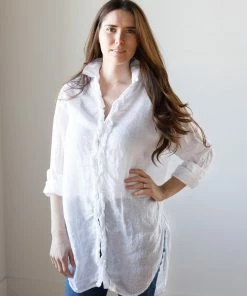 CP SHADES White Linen Dani Shirt Tops