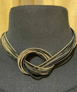 SEALILLY Black & Bronze Piano Wire Knot Necklace