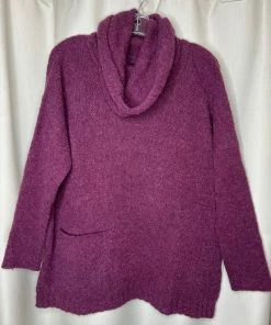 BEYOND THREADS Boucle Alpaca Cowl Neck Sweater