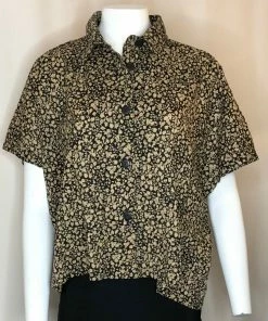 Dress To Kill Tops BLACK TAUPE FLORAL CAPPY SHIRT