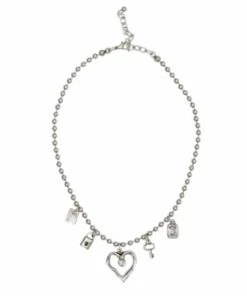 CHANOUR Pewter Elegant Necklace W/ Crystals Accessories