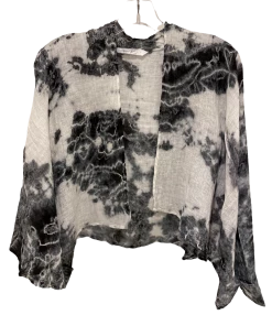 LUNA LUZ Linen Gauze Black Botanical Jacket