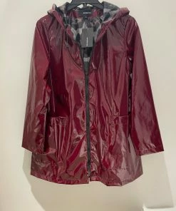 MYCRA PAC Bordeaux Patent Raincoat Coats
