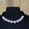 SEALILLY Accessories Black Spring Ring Necklace With White Mother Of Pearl Beads