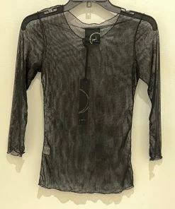 PORTO Tops Diva Black Mesh Tee