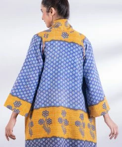 Mieko Mintz Vintage Cotton Kantha A-Line Jacket Jackets