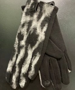 Betsy Jenney Accessories Gray Leopard Gloves