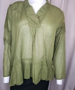 Baci Green Top Ruffle Tops