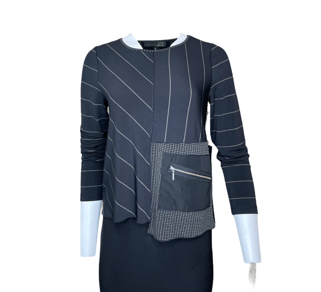 Liv Stripe Jersey With Zip Pocket Tops 1 Liv Stripe Jersey With Zip Pocket Tops