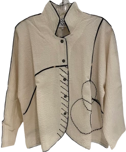 MSQUARE White Stripe Mandarin Swing Jackets