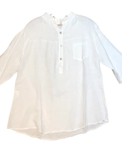 Lands Downunder Solid Linen Blouse Tops