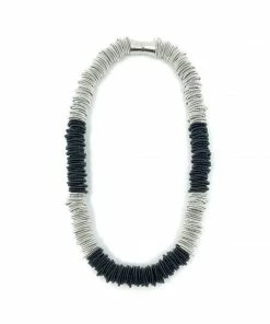 SEALILLY Small Spring Ring Necklace Silver/Black