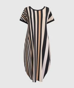 Alembika Dresses Sunrise Round Neck Stripe