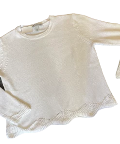 Autumn Cashmere Crew Neck Pointelle Hem Cotton Sweater Sweaters