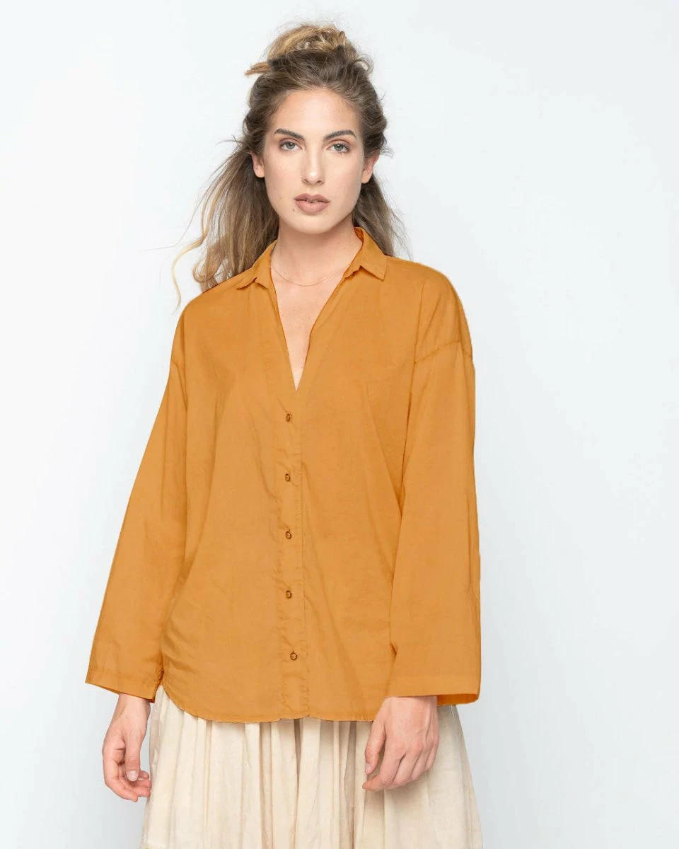 Baci Tops Wash Dyed Deep Button-Up Shirt Copper 1 Baci Tops Wash Dyed Deep Button-Up Shirt Copper