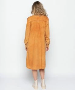 Baci Dresses Wash Dyed Pleated Button-Up Shirtdress Copper 5 Baci Dresses Wash Dyed Pleated Button-Up Shirtdress Copper