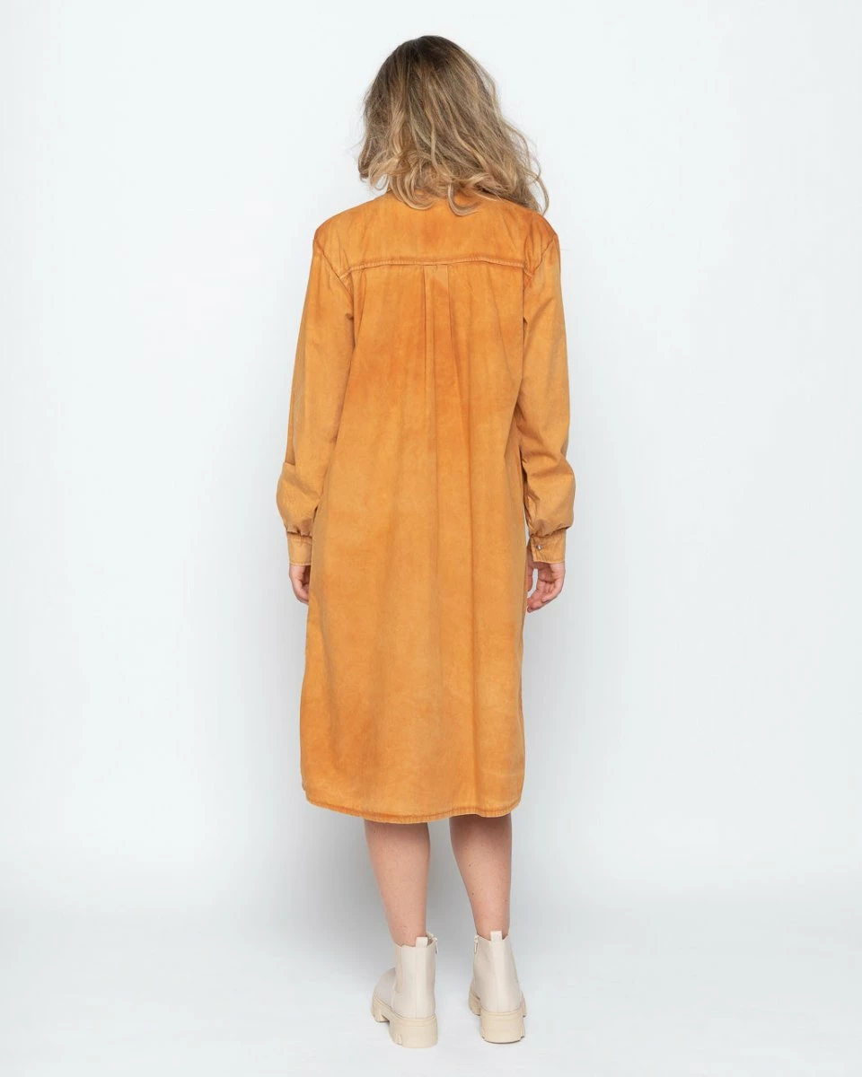 Baci Dresses Wash Dyed Pleated Button-Up Shirtdress Copper 3 Baci Dresses Wash Dyed Pleated Button-Up Shirtdress Copper